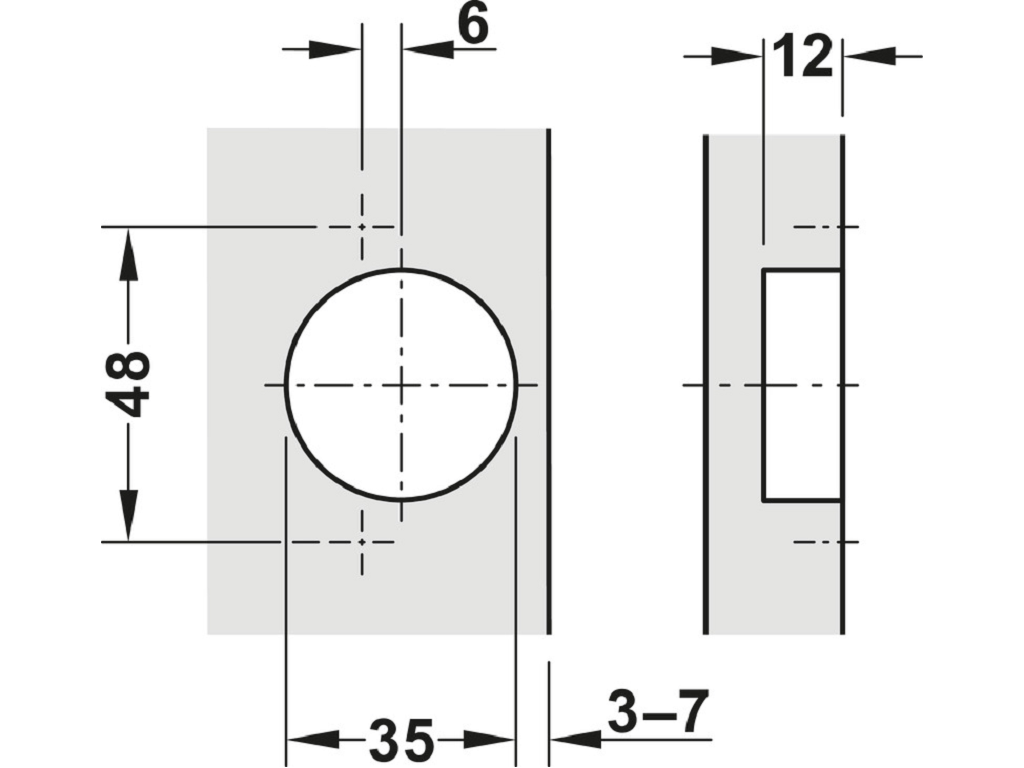 Cerniera Automatica M310 d.35 Ammortizzata da Avvitare Foratura 48/6 Collo Basso110° Nichelato - immagine 3